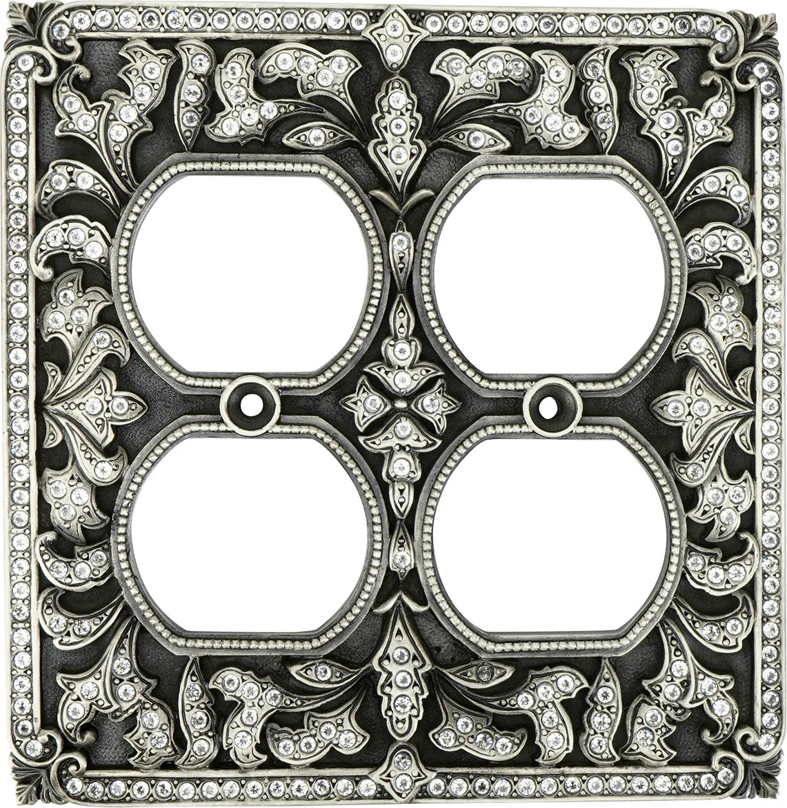 Switch Plates 4 Outlet Cover, Clear Crystal 8004MS