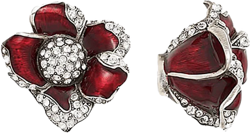 Chartres Knob, Garnet With Clear Crystal Burnish Silver Finish 8011/26