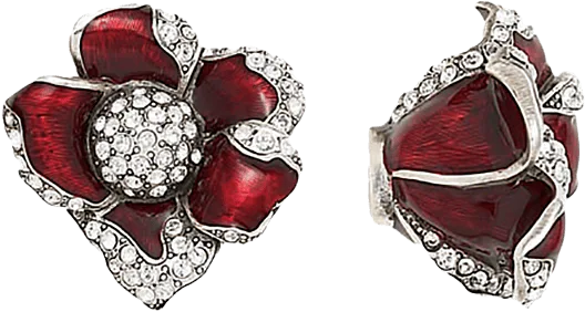 Chartres Knob, Garnet With Clear Crystal Burnish Silver Finish 8011/26