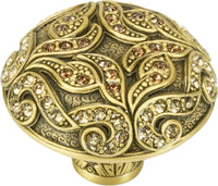 Trescott Knob, Decorated With Swarovski® Lt. Smoke & Lt. Colorado Crystal, Museum Gold 8146/9
