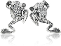 Tree Frog Knob, Clear Crystal, Right & Left Pair Matte Silver Finish 8154MSX