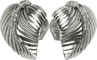 Chandler Leaf Knob, Clear Crystals, Right & Left Pair Burnish Silver Plate 8182/16X
