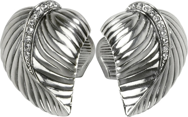 Chandler Leaf Knob, Clear Crystals, Right & Left Pair Burnish Silver Plate 8182/16X