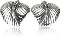 Chandler Leaf Knob, Clear Crystals, Right & Left Pair Burnish Silver Plate 8182/16X