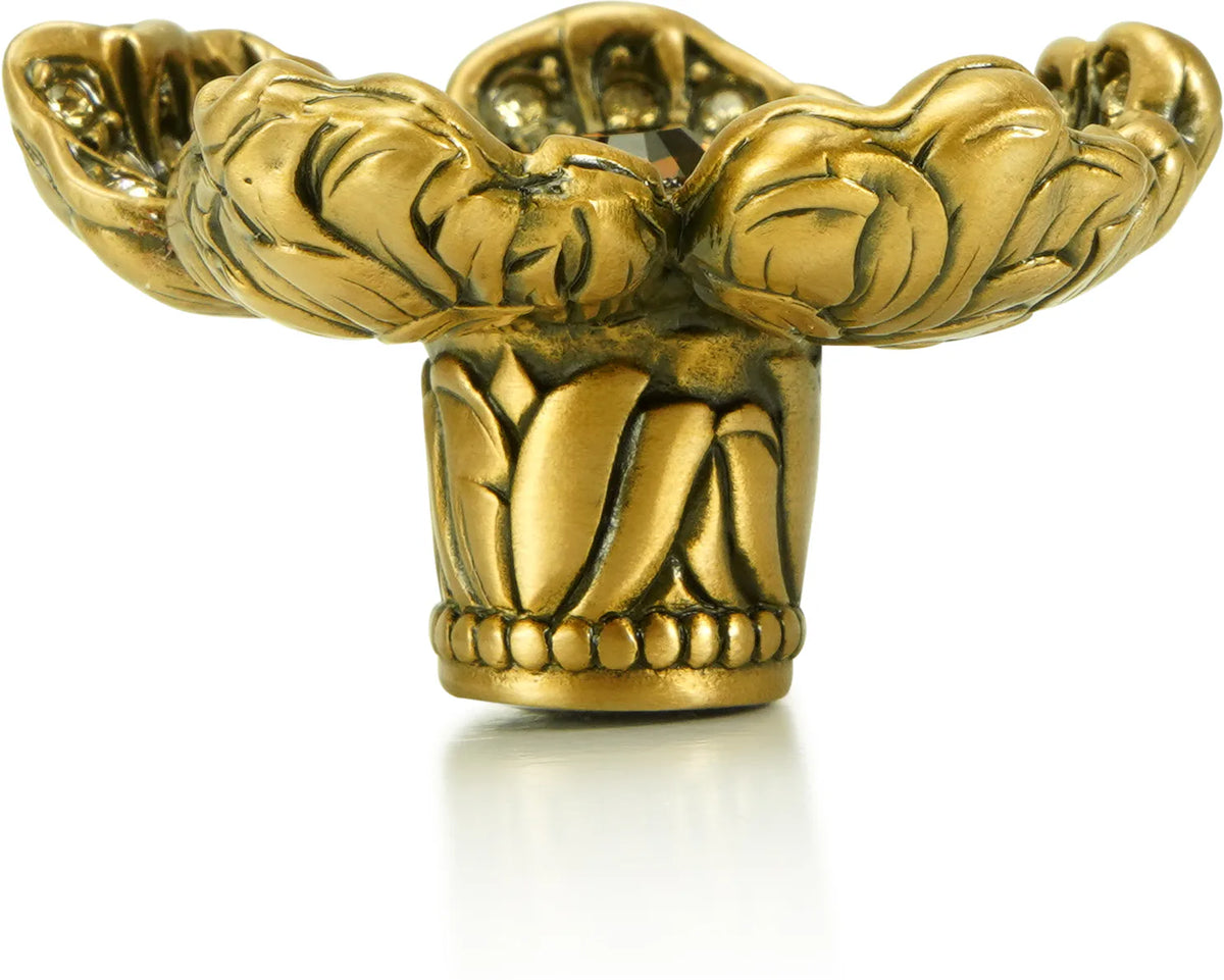 Floral Knob, Lt. Colorado, Lt. Smoke & Smoke Crystal Museum Gold Finish 8188/9