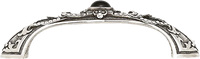 3-1/2'' cc Chinoiserie Pull, Jet With Clear Crystal & Jet Cabochon Burnish Silver Finish 8190/16