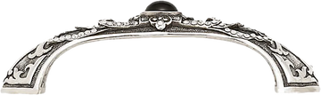 3-1/2'' cc Chinoiserie Pull, Jet With Clear Crystal & Jet Cabochon Burnish Silver Finish 8190/16