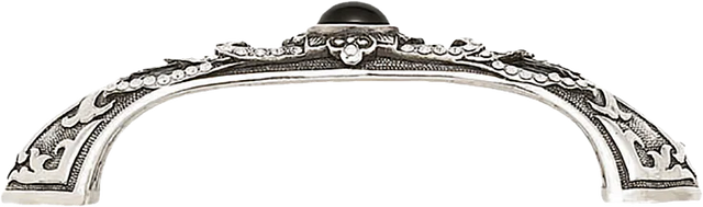3-1/2'' cc Chinoiserie Pull, Jet With Clear Crystal & Jet Cabochon Burnish Silver Finish 8190/16