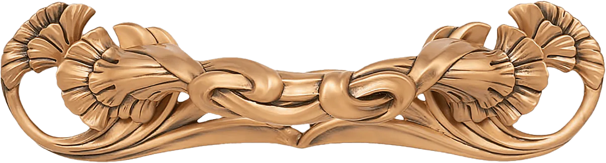 3-1/2'' cc Arts & Craft Ginkgo Pull With Back Plate Museum Gold Finish 8211/1