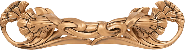 3-1/2'' cc Arts & Craft Ginkgo Pull With Back Plate Museum Gold Finish 8211/1