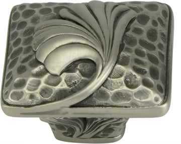 Edgar Berebi Arts & Craft Ginkgo Knob In Burnished Pewter Plate 8213BP