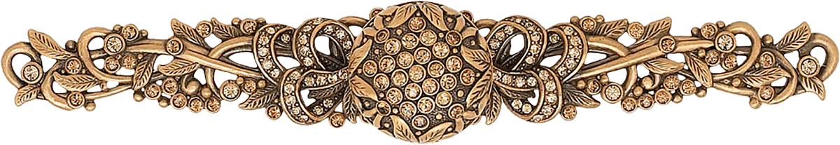 Trescott, Knob With Back Plate, Lt. Smoke & Lt. Colorado Crystal Museum Gold Finish 8252/9