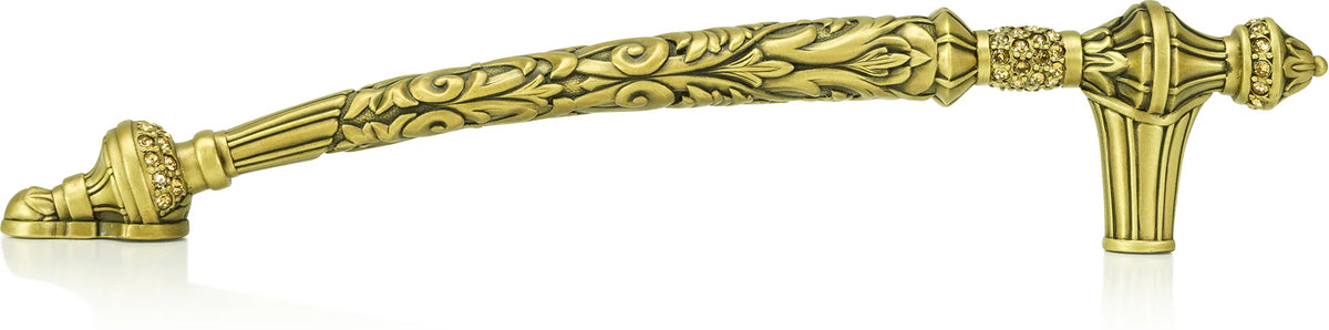 6'' cc Vertical Only Belleview Pull, Lt. Colorado Topaz Crystal Burnish Brass Finish 8305BB