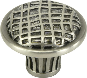 Edgar Berebi Linen Weave Knob In Antique Nickel Plate 8372AN