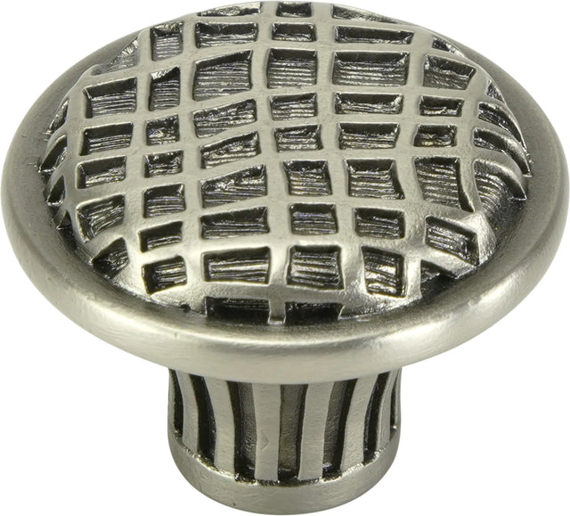 Edgar Berebi Linen Weave Knob In Antique Nickel Plate 8372AN