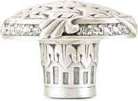 Lion In Winter Oval Knob, Decorated With Swarovski® Clear Crystal, Matte Silver Finish 8503MS
