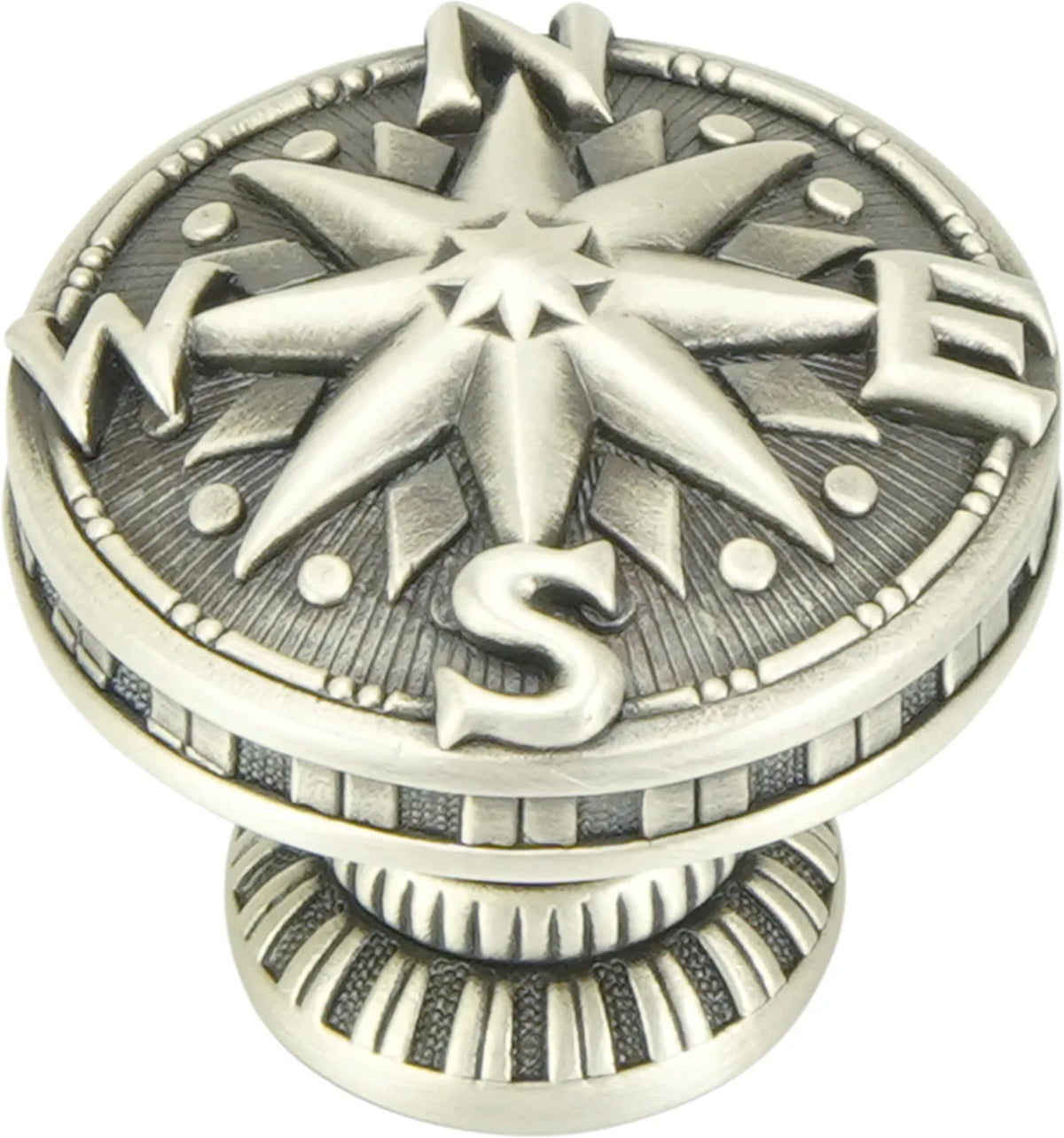 Yacht Club Compass Knob, Matte Silver 8540MS