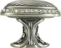 Edgar Berebi Cambridge Oval Knob Decorated With Clear Swarovski Crystals In Antique Nickel Plate 8560AN
