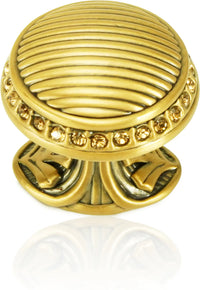 Cambridge Round Knob, Lt. Smoke Topaz Crystal Museum Gold Finish 8628/9