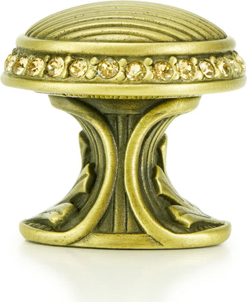 Cambridge Round Knob, Lt. Colorado Topaz Crystal Burnish Brass Finish 8628BB
