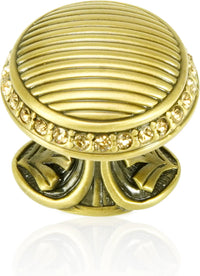 Cambridge Round Knob, Lt. Colorado Topaz Crystal Burnish Brass Finish 8628BB