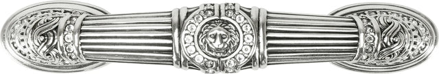 3'' cc Empire Pull W/ Horizontal Lion Motif, Clear Crystal, Burnish Silver Finish 9940/16