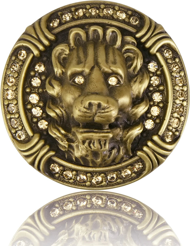 Lion In Winter Knob, Lt. Colorado Topaz Crystal, Burnish Brass Finish 9953BB