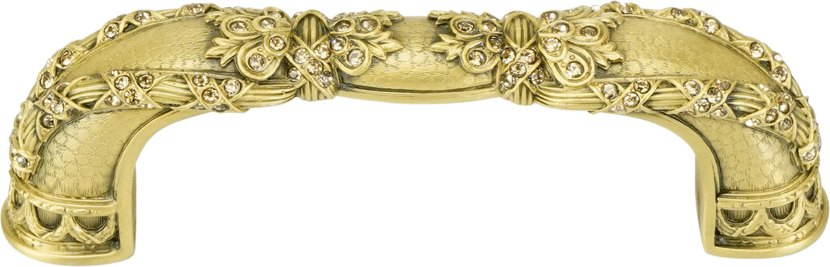 Newport 3-1/2'' cc Pull, Lt Colorado Topaz Crystals, Museum Gold Plate X7942/9