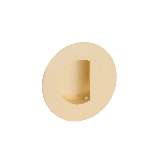 Brass Round Flush Pull with Half Moon Pocket 222351