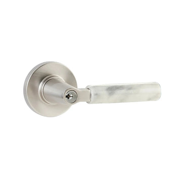 SELECT L-Square White Marble Key in Lever 5122US10B.KLSUS10B.MRWH.LH