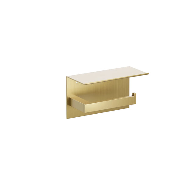 Modern Rectangular Brass Single Post Paper Holder with Shelf 2420
