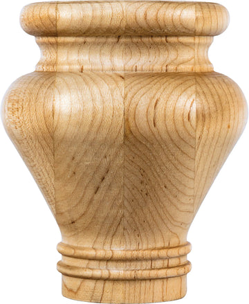 3-1/2'' W x 3-1/2'' D x 4'' H Cherry Turned Bun Foot BF42CH