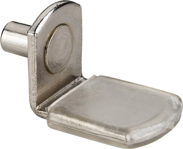Bright Nickel 5 mm Pin Angled Shelf Support with 3/4'' Arm and Clear Sleeve - (1000 pieces per pack) 1708CBN