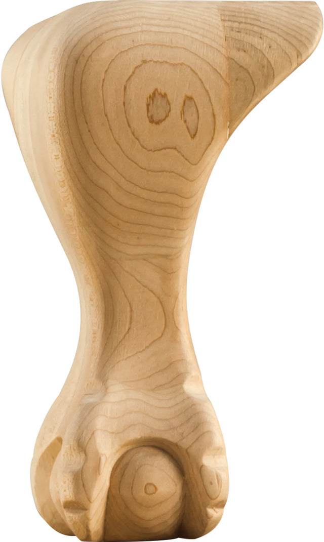 4-1/2'' W x 4-1/2'' D x 8'' H Rubberwood Smooth Ball & Claw Leg WL80RW
