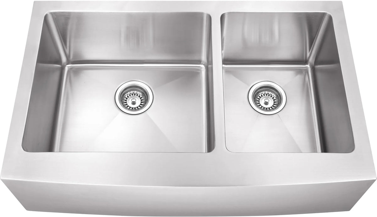 35-7/8'' L x 20-3/4'' W x 10'' D Apron-front/Farmhouse Front 16 Gauge Stainless Steel 60/40 Double Bowl Sink HA225