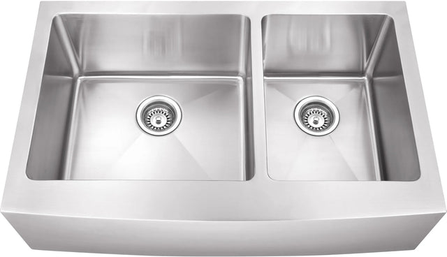 35-7/8'' L x 20-3/4'' W x 10'' D Apron-front/Farmhouse Front 16 Gauge Stainless Steel 60/40 Double Bowl Sink HA225