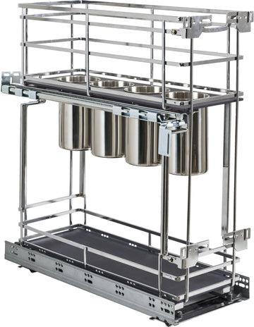 8'' STORAGE WITH STYLE® Metal''No Wiggle'' Soft-close Utensil Base Pullout
