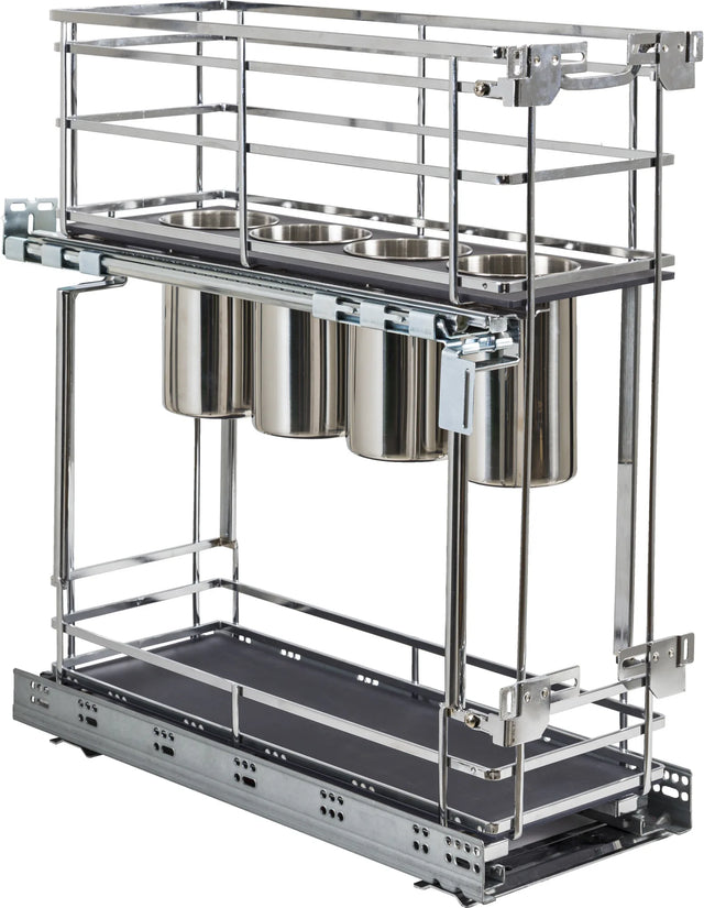 8'' STORAGE WITH STYLE® Metal''No Wiggle'' Soft-close Utensil Base Pullout