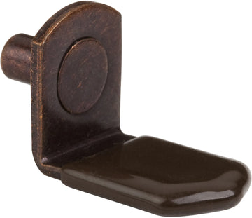 Antique Copper 5 mm Pin Angled Shelf Support with 3/4'' Arm and Brown Sleeve - (1000 pieces per pack) 1708AC
