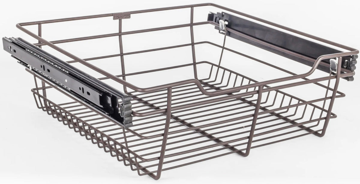 Pullout Closet Baskets Dark Bronze Closet Pullout Basket with Slides 14''D x 17''W x 6''H POB1-14176ORB
