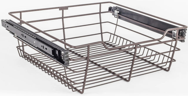 Pullout Closet Baskets Dark Bronze Closet Pullout Basket with Slides 14''D x 17''W x 6''H POB1-14176ORB