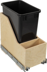 Single 35 Quart Wood Bottom-Mount Soft-close Vanity Trashcan Rollout for Hinged Doors, Includes One Black Can CAN-WBMS35VB