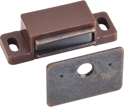15 lb. Brown Single Magnetic Catch with Bronze Strike and Screws 50632