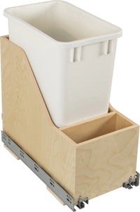 Single 35 Quart Wood Bottom-Mount Soft-close Vanity Trashcan Rollout for Door Mounting, Includes One White Can CDM-WBMS35VWH