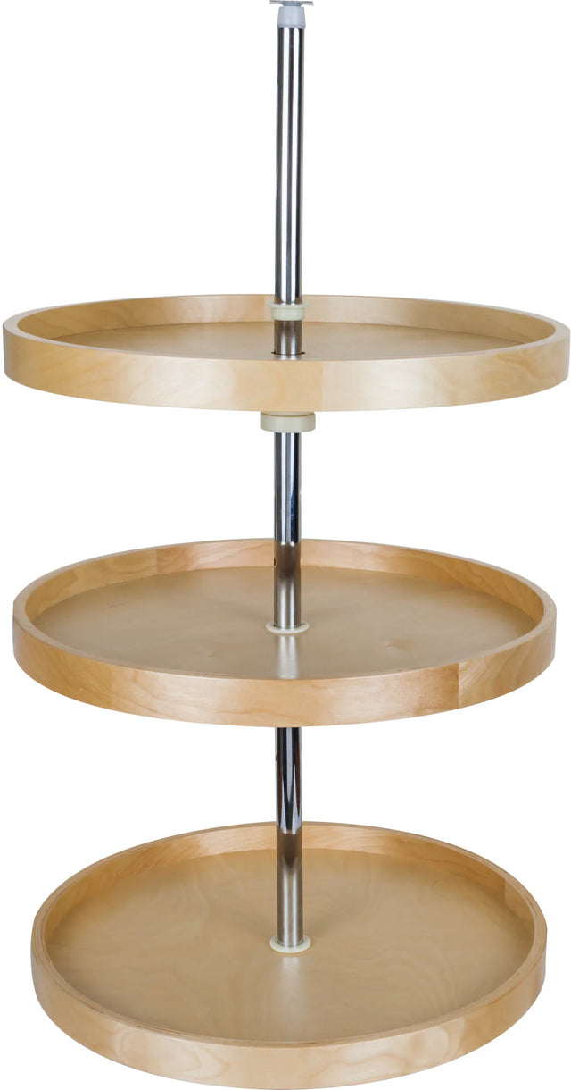 LazySusans 20'' Round Three-Shelf Banded Wood Lazy Susan Set BLSR2320-SET