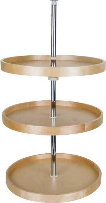 LazySusans 18'' Round Three-Shelf Banded Wood Lazy Susan Set BLSR2318-SET