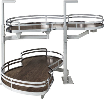 Blind Corners 15'' Polished Chrome and Walnut Blind Corner Swingout