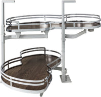 Blind Corners 18'' Polished Chrome and Walnut Blind Corner Swingout