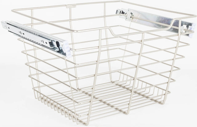 Pullout Closet Baskets Satin Nickel Closet Pullout Basket with Slides 16''D x 17''W x 11''H POB1-161711SN