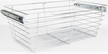 Pullout Closet Baskets Chrome Closet Pullout Basket with Slides 16''D x 29''W x 11''H POB1-162911CH